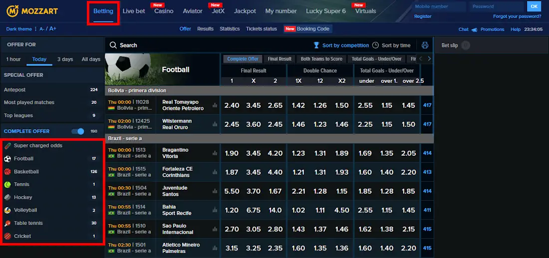 MozzartBet Kenya Sports Betting Screenshot